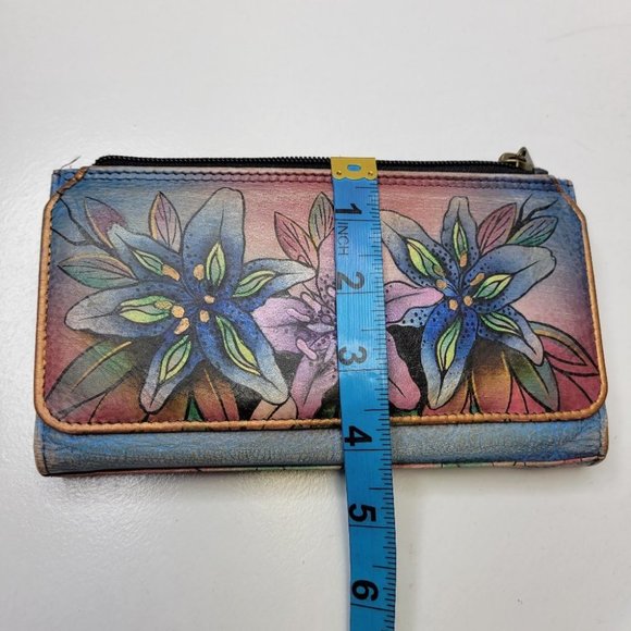 Anuschka Handpainted Leather Lilies Wallet - Picture 8 of 11